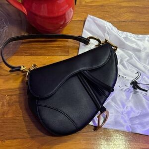 Black Leather ChristianDior Saddle Bag